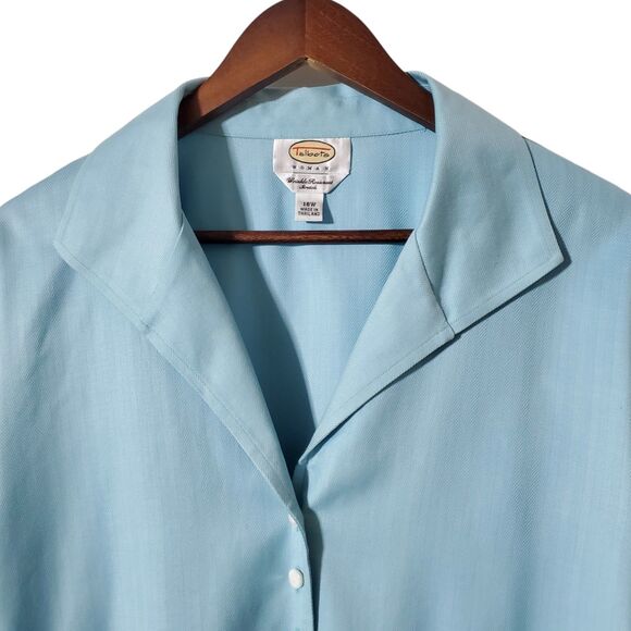 Talbots Herringbone Button up Blouse Size 18W Wrinkle Resistant Stretch Lastol - Picture 2 of 9